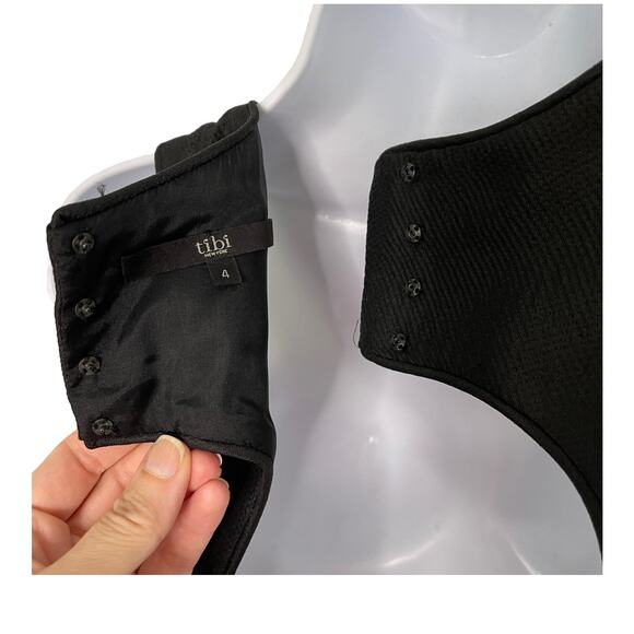 Tibi Open Back Peplum Dress Black 4 - Picture 9 of 14